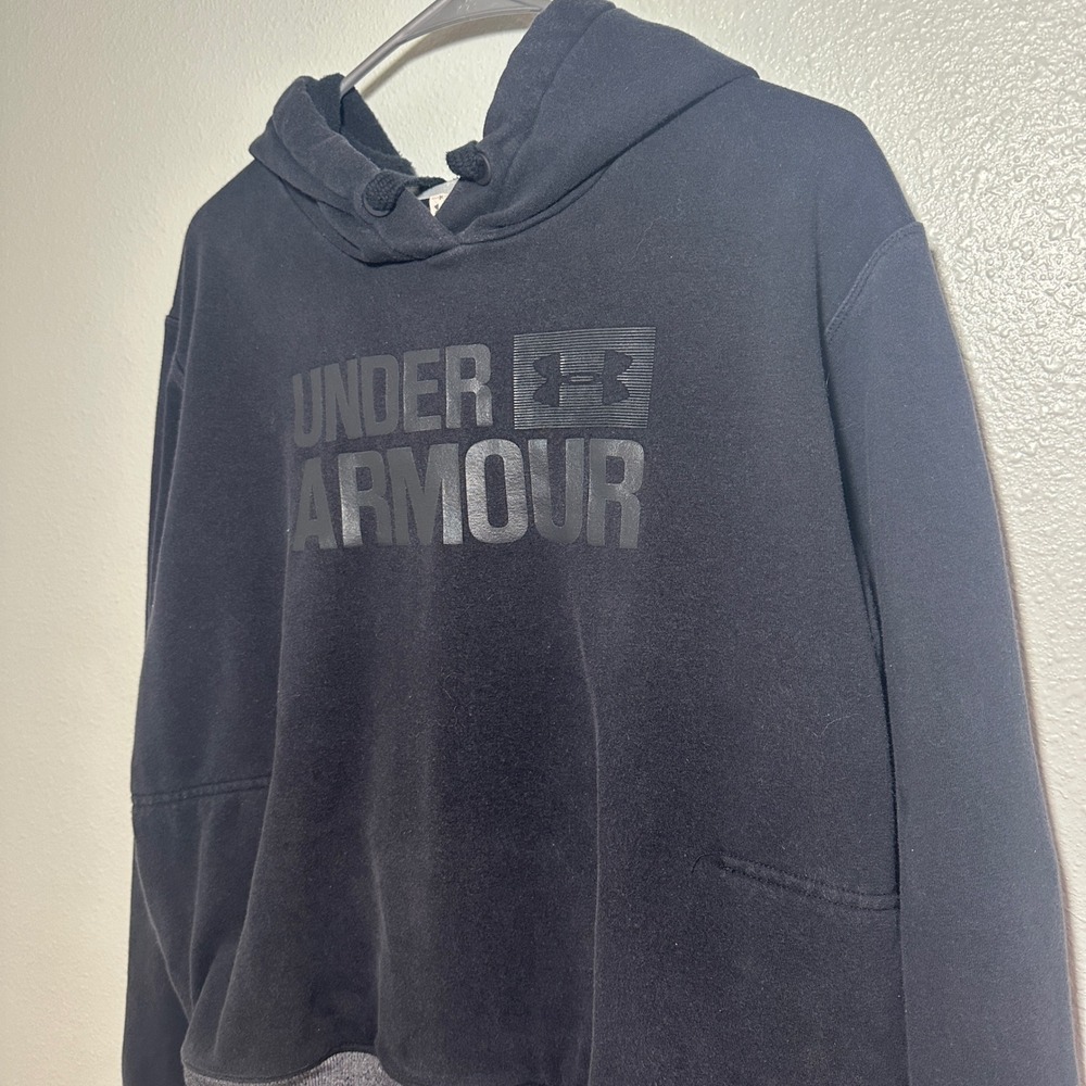 Under Armour Threadborne Black Logo Hoodie Loose Fit Sweatshirt Large
